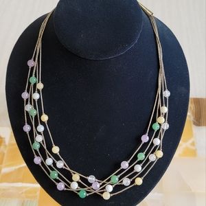 Liquid Silver Sterling Multi Stone Necklace